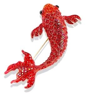 Sirena Red Crystal Carp Fish Brooch